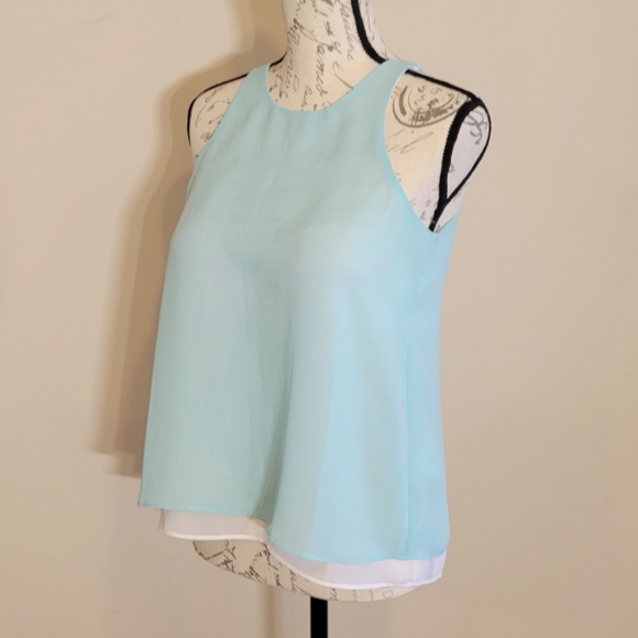 Banana Republic Sheer Tank Top Mint & White XS P - Picture 1 of 4